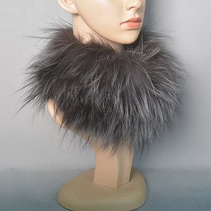 2025 Real Fox Fur Scarf and Headband – Luxury Winter Neck Warmer for Women, 100% Natural Fur, Elastic Ring Muffler