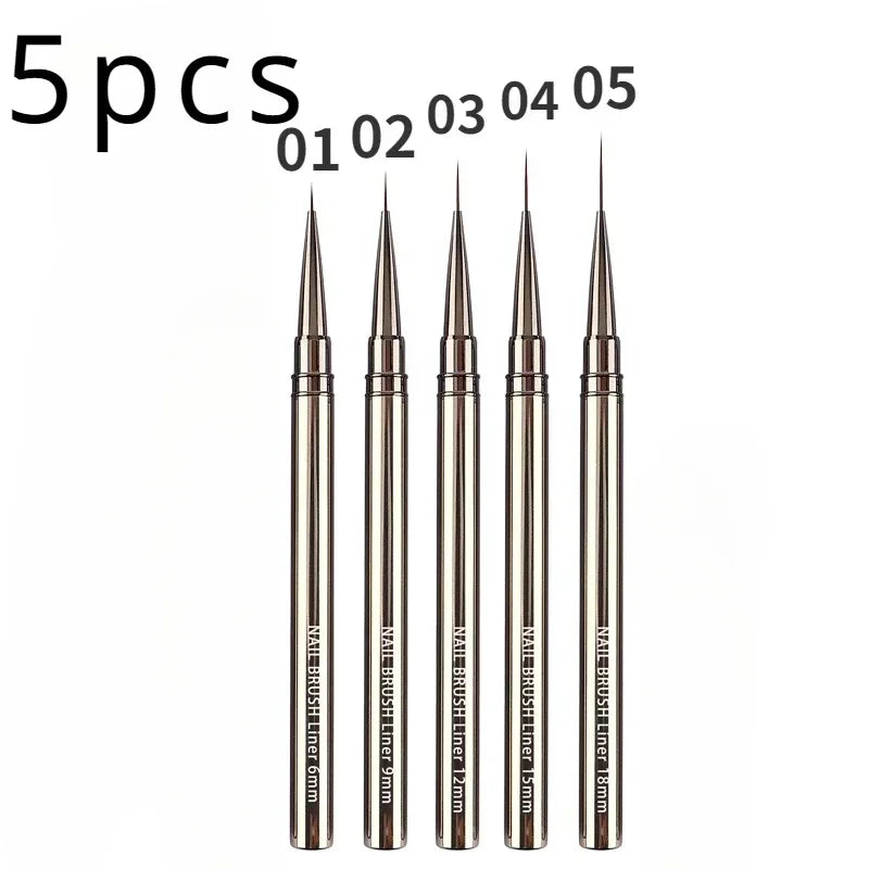 Nail Art Liner Brushes – Striping & Drawing Pens for Elongated Lines, 6–25mm Professional Manicure Design Tools