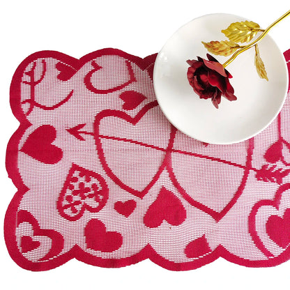 Valentine's Day Love Heart Hollow Lace Table Runner - Romantic Decor for Weddings and Parties