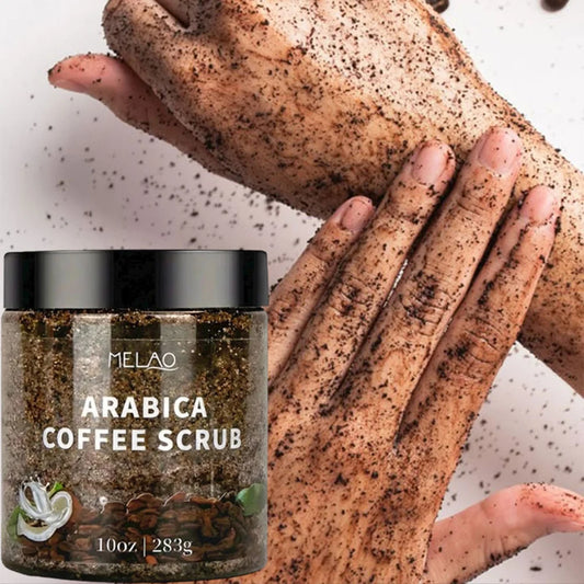 MELAO Arabica Coffee Scrub - Natural Exfoliating Body Scrub with Dead Sea Salt & Moisturizing Coffee Skin Care Formula