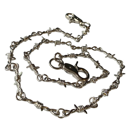 Punk Grunge Barbed Wire Chain Necklace & Waist Chain – Gothic Snake Metal Jewelry for Men & Jeans