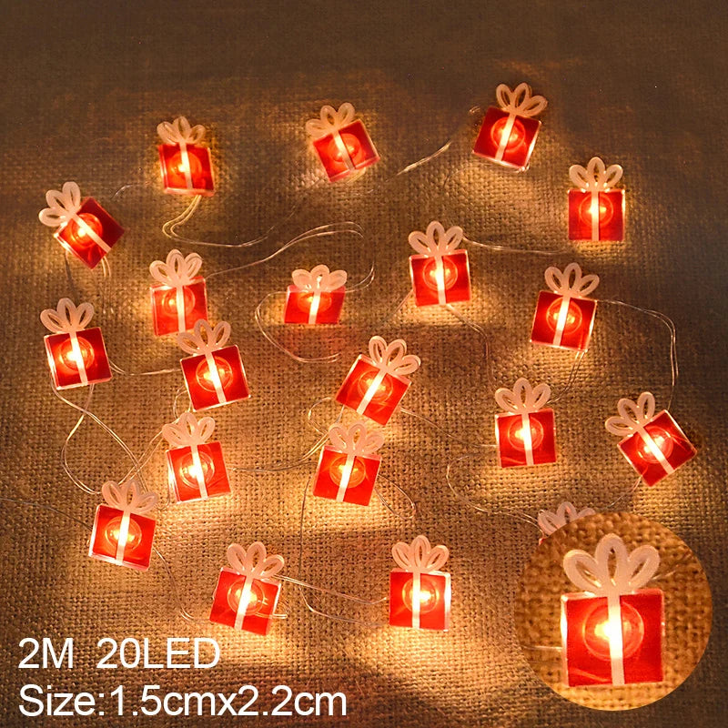 2M 20LED Santa Claus & Snowflake Light String – Christmas Decoration for Home, Xmas Tree, Kids Gift, and New Year 2025