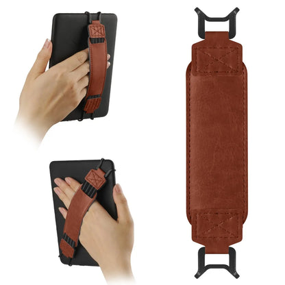 Leather Tablet Hand Strap - Universal Anti-Slip Anti-Drop EReader Holder for Kindle iPad Kobo Lenovo Sony & More
