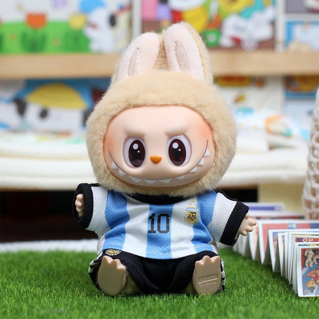 17cm Labubu Doll Clothing DIY Football Sportswear – Size 7 Vinyl Pendant Toy for Boys V1 V2 V3