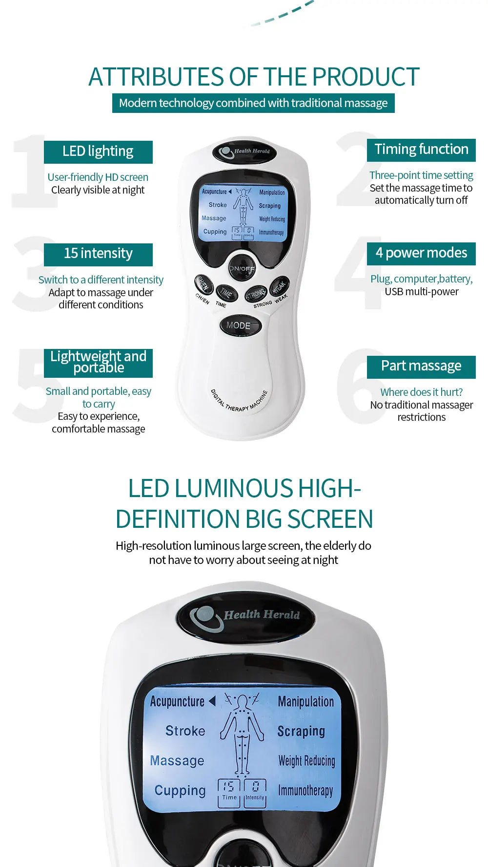 Electric EMS Pulse Massager — TENS Acupuncture Muscle Stimulator for Neck, Back, and Full Body Relaxation