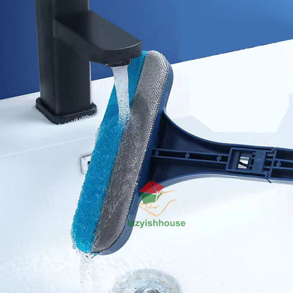 Sparkling Clean Windows Made Easy: Double-Sided Telescopic Rod Glass Cleaning Tool - Mop Squeegee Wiper with Long Handle Brush - Essential Kitchen Accessory