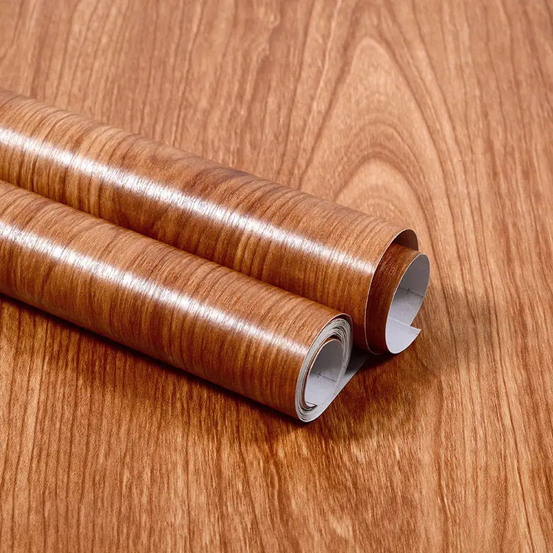 Self-Adhesive Waterproof Wood Grain Vinyl Wallpaper Roll – PVC Wall Sticker for Furniture Renovation & Bedroom Home Decor