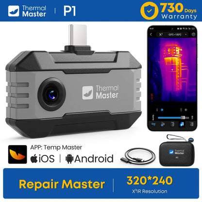 P1 Thermal Imager - USB-C 320×240 X³IR Infrared Camera for iPhone & Android, 25Hz, 600°C Temperature Range for Inspection
