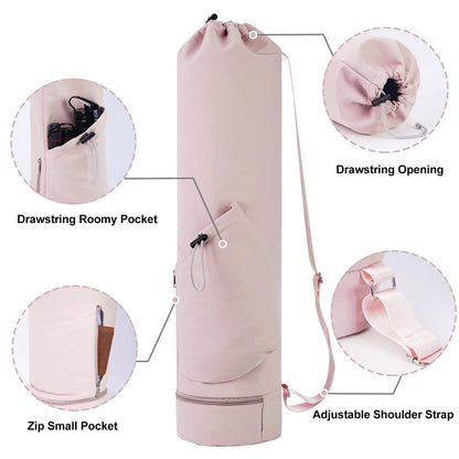 Yoga Mat Bag with Water Bottle Pocket and Wet Storage - Sports Mat Carrier with Shoulder Strap and Multifunctional Compartments