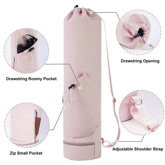 Yoga Mat Bag with Water Bottle Pocket and Wet Storage - Sports Mat Carrier with Shoulder Strap and Multifunctional Compartments