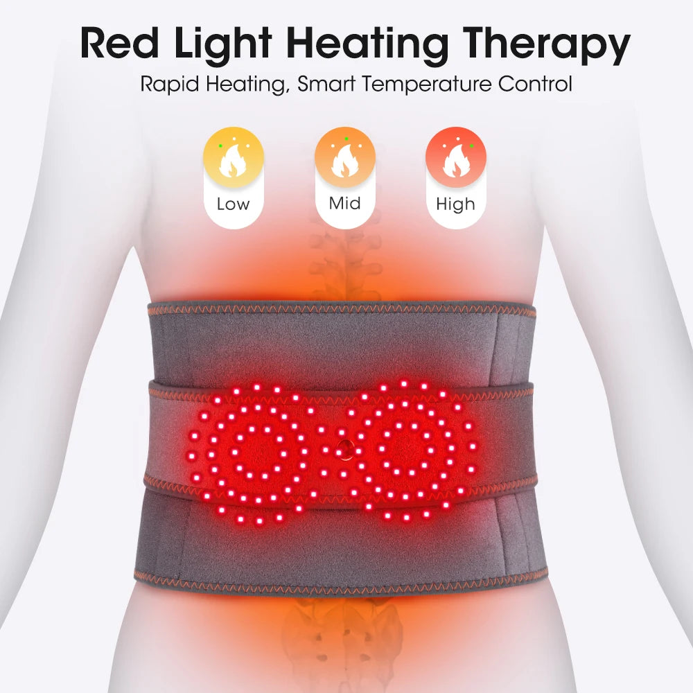 Cordless Heated Waist Belt Massager – Lumbar Support with Vibration Massage for Lower Back Pain Relief