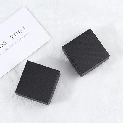 7x7cm Black Square Plaid Jewelry Box for Women – Necklace, Bracelet, Earrings, Ring Gift Organizer