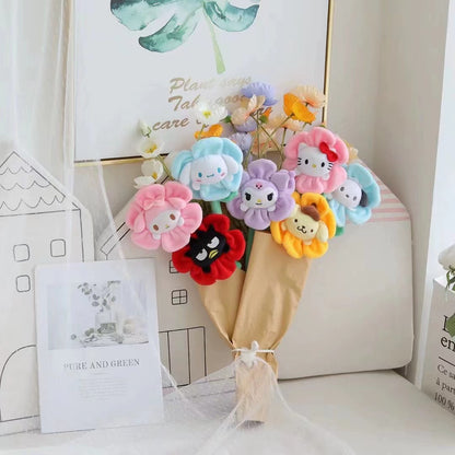 Sanrio Cartoon Plush Toys — Changeable Flower My Melody, Kuromi, Cinnamoroll, KT Cat & Purin Dog, Cute Anime Stuffed Doll