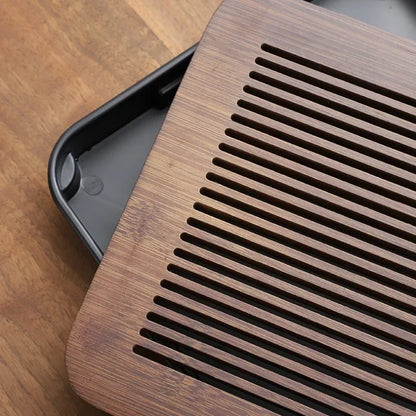 Portable Bamboo Tea Tray – Kung Fu Tea Set Grid Tray with Drainage for Dry & Wet Use