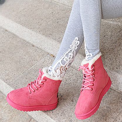 BCEBYL Women's Autumn Winter Short Boots – Casual Plus Velvet Warm Round Toe Cross-Belt Shoes