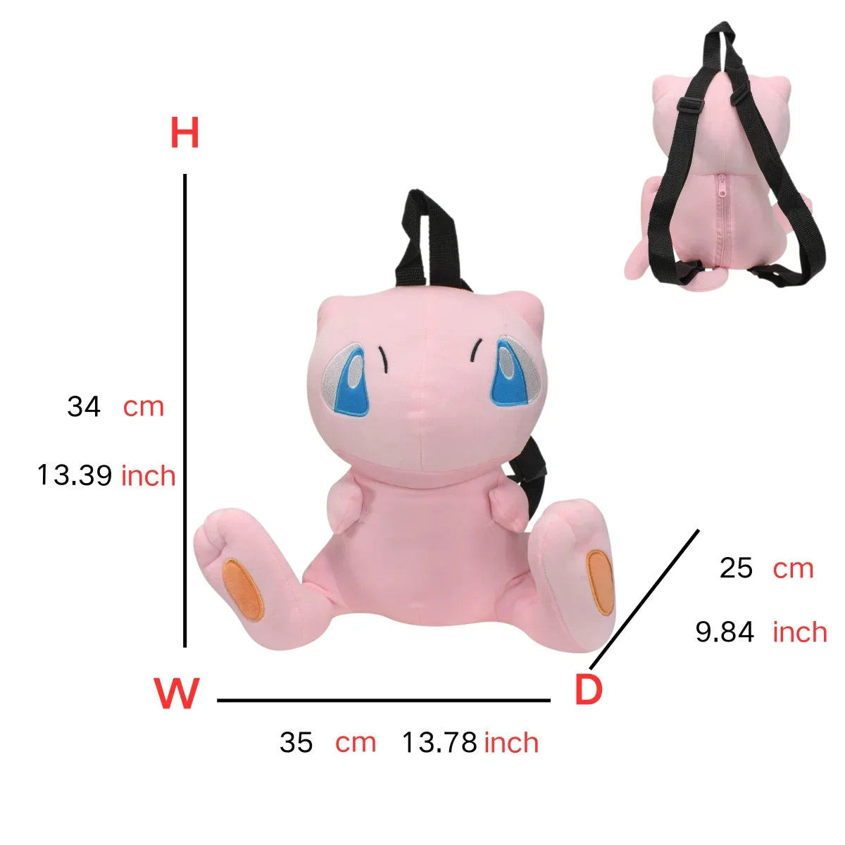 Pokémon Plush Backpack — Gengar, Mimikyu, Eevee, Snorlax, Charmander, Charizard, Mew, Rowlet Stuffed Toy Shoulder Bag for Kids & Gifts