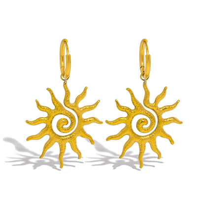 Spiral Sun Pendant Necklace for Women – 18K Gold Plated Hypoallergenic Stainless Steel Boho Daily Wear Jewelry Gift