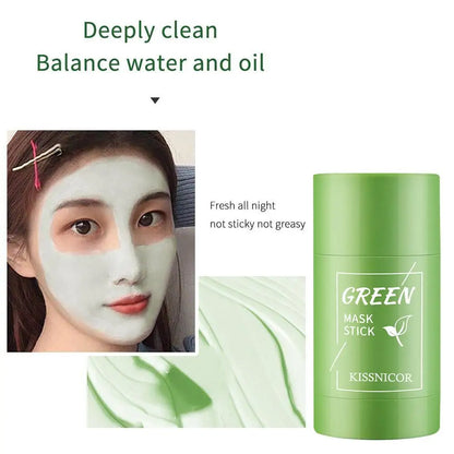 40g Green Tea Blackhead Removal Solid Mask – Pore Cleansing Stick for Blemishes & Shrinking Pores, Korean Skin Care