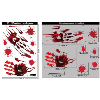 Horror Bloodstain Wall & Window Stickers – Handprint, Footprint & Skull Halloween Decorations 2024