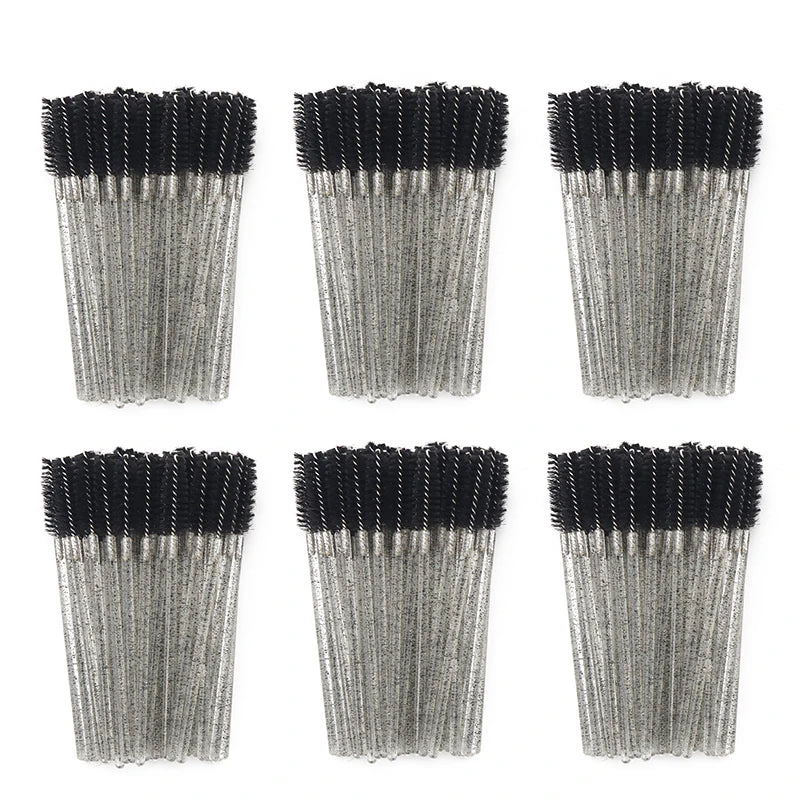 ANNAFRIS 50PCS Disposable Eyelash Brushes - Soft Crystal Lash Extension & Eyebrow Makeup Mascara Wands