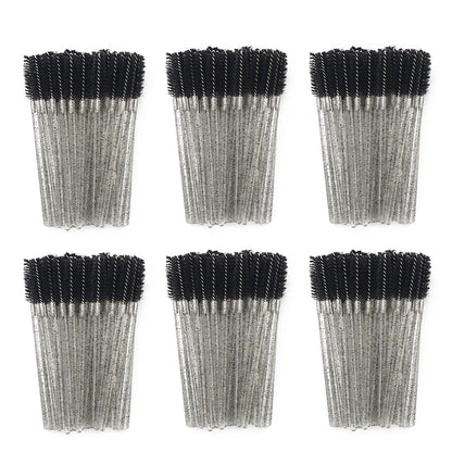 ANNAFRIS 50PCS Disposable Eyelash Brushes - Soft Crystal Lash Extension & Eyebrow Makeup Mascara Wands