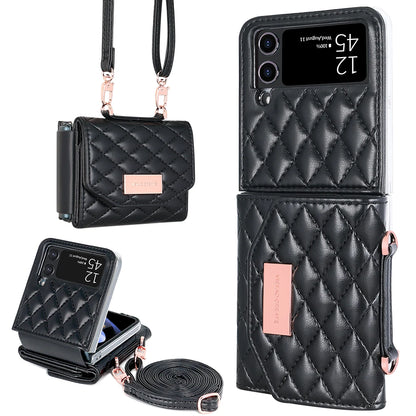 VIETAO Leather Wallet Phone Case with Crossbody Strap — Pink Purse Case for Samsung Galaxy Z Flip 3/4/5/6/7