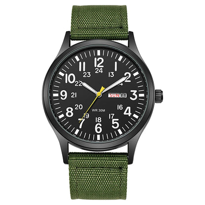 TPW Field Watch 2024 - Easy Read Quartz Wristwatch with Fabric Strap & 24-Hour Display