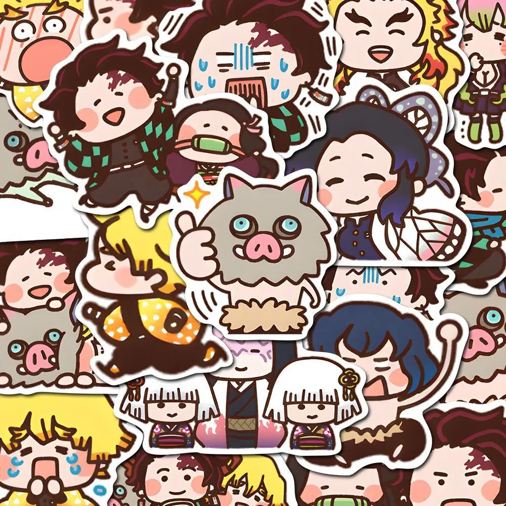 80PCS Demon Slayer Anime Stickers - Cute Nezuko Kamado Cartoon Decals for Phones, Laptops, Luggage, and DIY Crafts