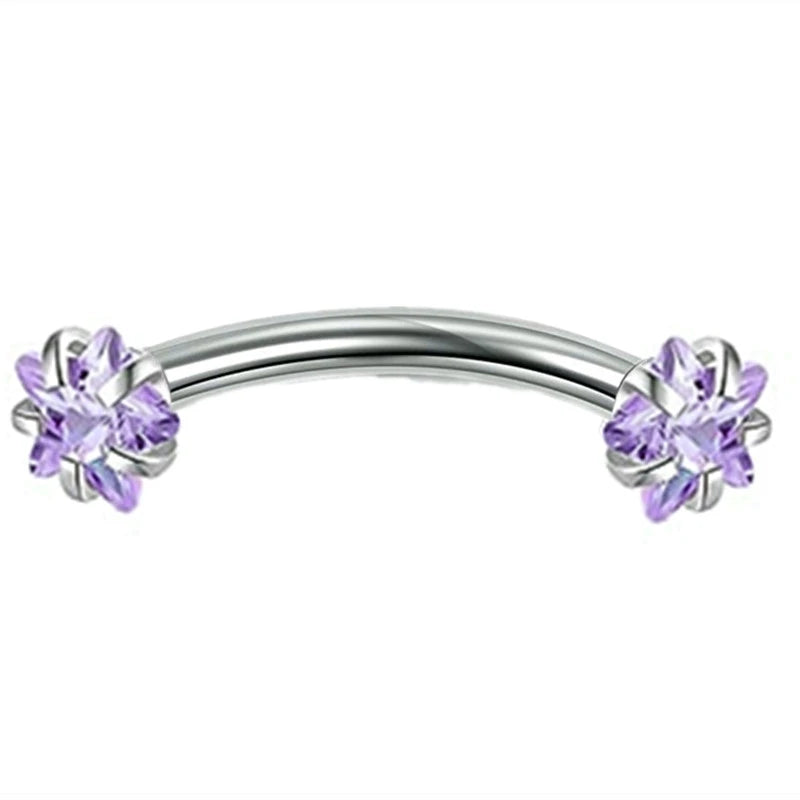 Crystal Curved Barbell Piercing Earrings – Daith, Helix, Tragus & Cartilage Body Jewelry Stud Ring