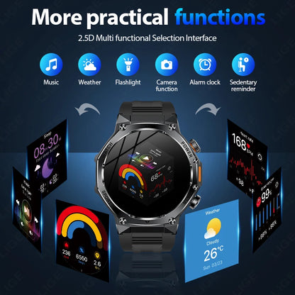 LIGE 2025 Smartwatch for Men — 800mAh Ultra Long Battery, Waterproof Outdoor Sport Watch with Bluetooth Call & Military Design