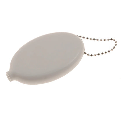 Small Oval PVC Coin Purse – Colorful Change Holder with Chain for Travel & Accessories