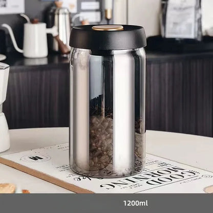 Coffee Bean Vacuum Sealed Glass Jar — Light-Proof, Airtight Container for Food, Grains, Candy & Moisture-Proof Storage