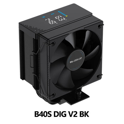 COOLLEO B40S DIG CPU Air Cooler with Intelligent Temperature Display – 4 Heat Pipes 200W TDP Radiator for Intel LGA1700/115X & AMD AM4/AM5
