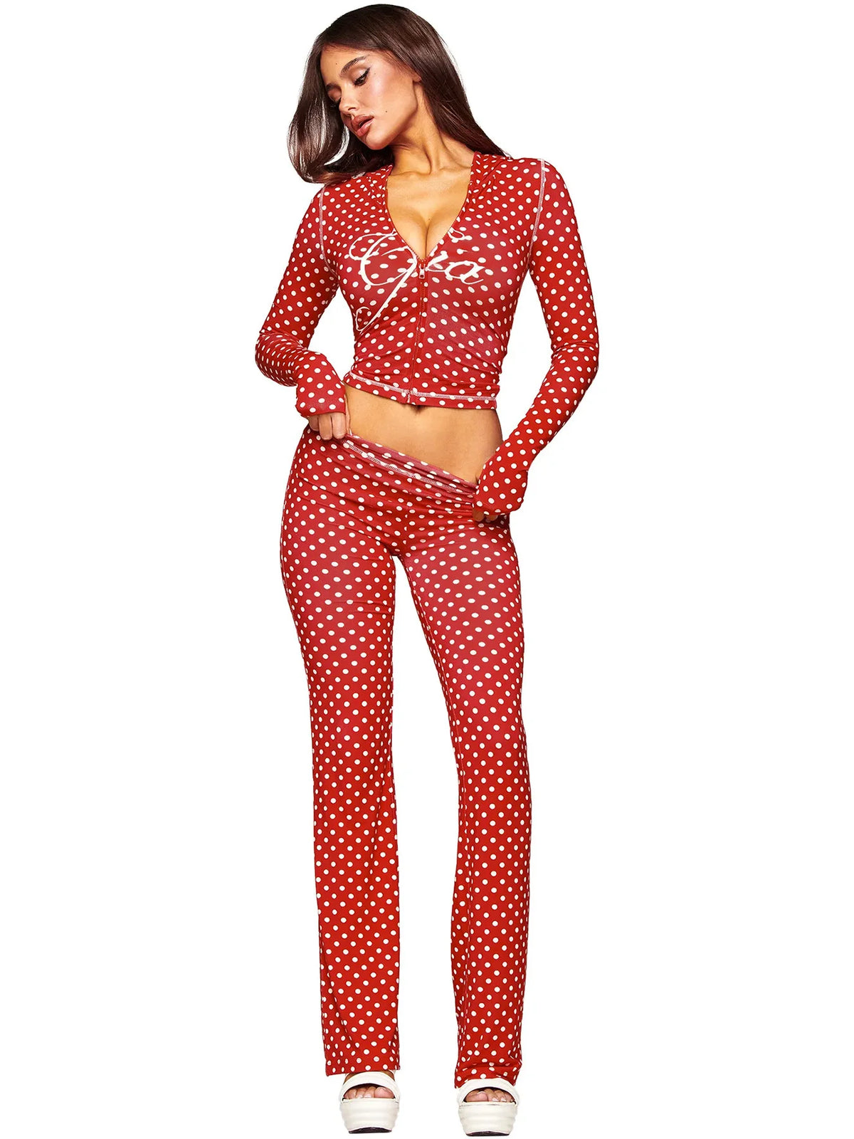 Women’s Letter Print 2-Piece Tracksuit Set - Hooded Zip-Up Coat & Jogger Pants for Autumn and Winter