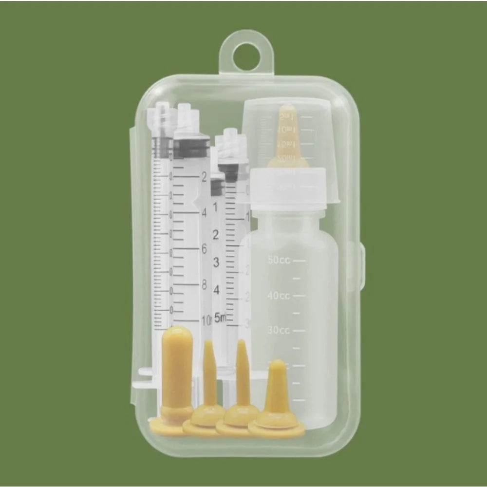 Pet Feeding Device Set - Bottle and Syringe Kit for Newborn Kittens, Puppies, and Pet Medication Feeding