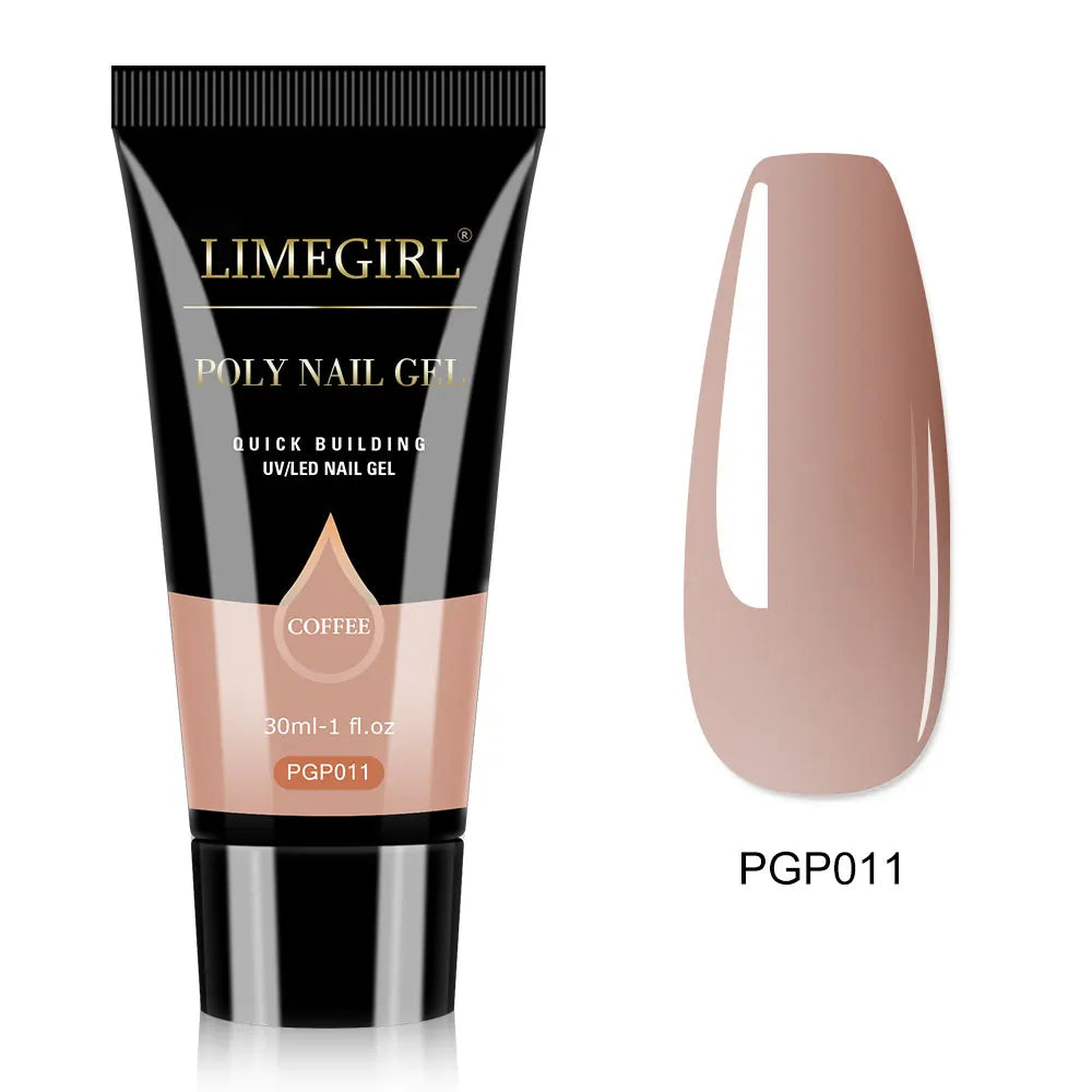 LIMEGIRL 30ml Nail Extension Gel – Glitter Soak-Off Acrylic UV Poly Gel for Quick Nail Build & Manicure