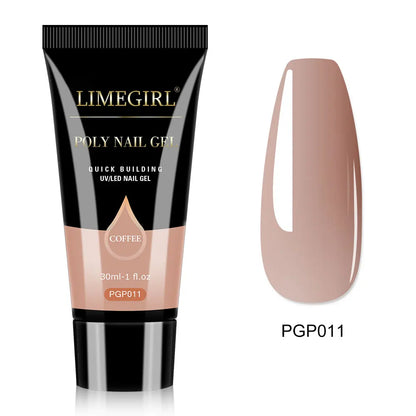LIMEGIRL 30ml Nail Extension Gel – Glitter Soak-Off Acrylic UV Poly Gel for Quick Nail Build & Manicure