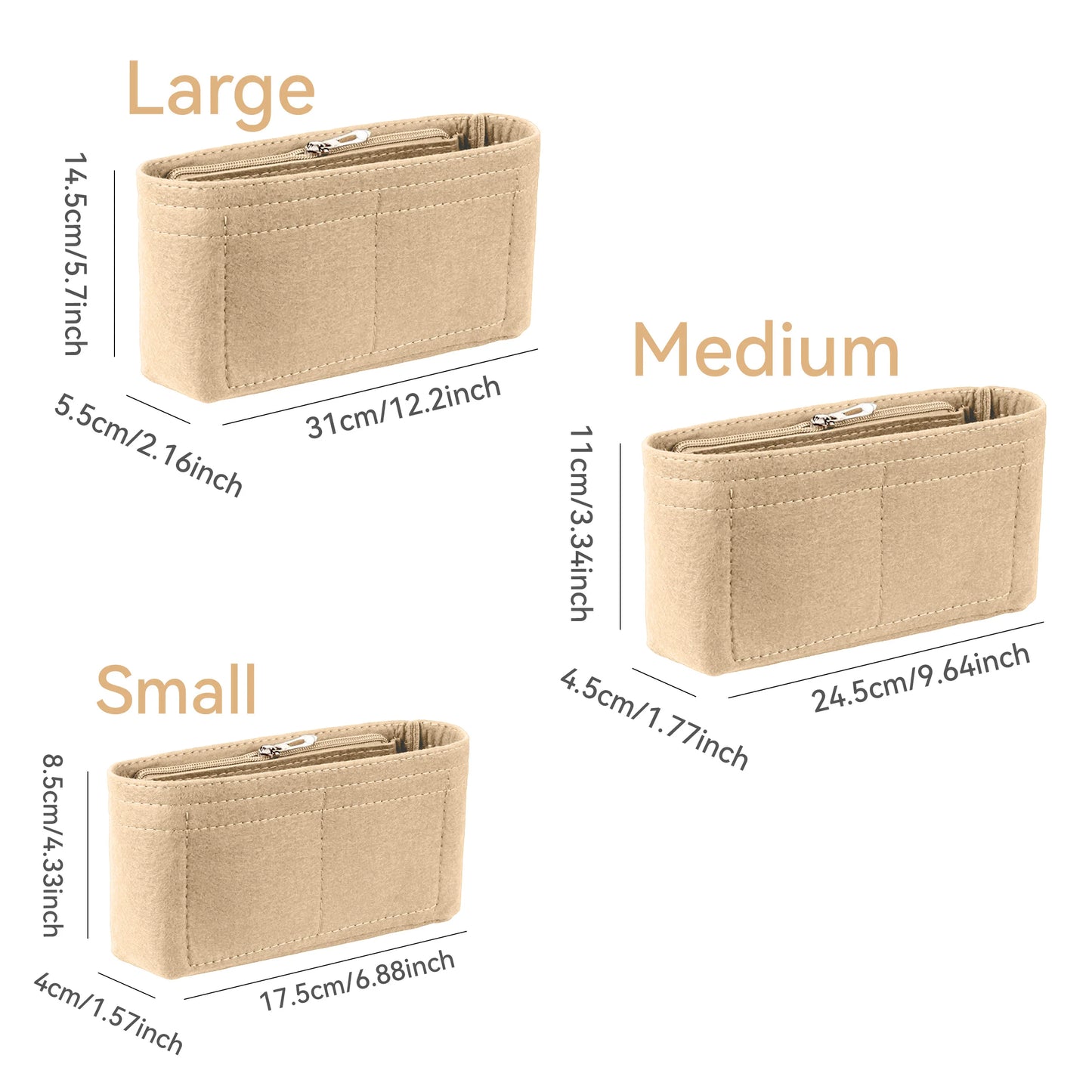 Trendy Felt Insert Bag Organizer — Makeup & Cosmetic Bag Liner for Women's Handbags and Accessories