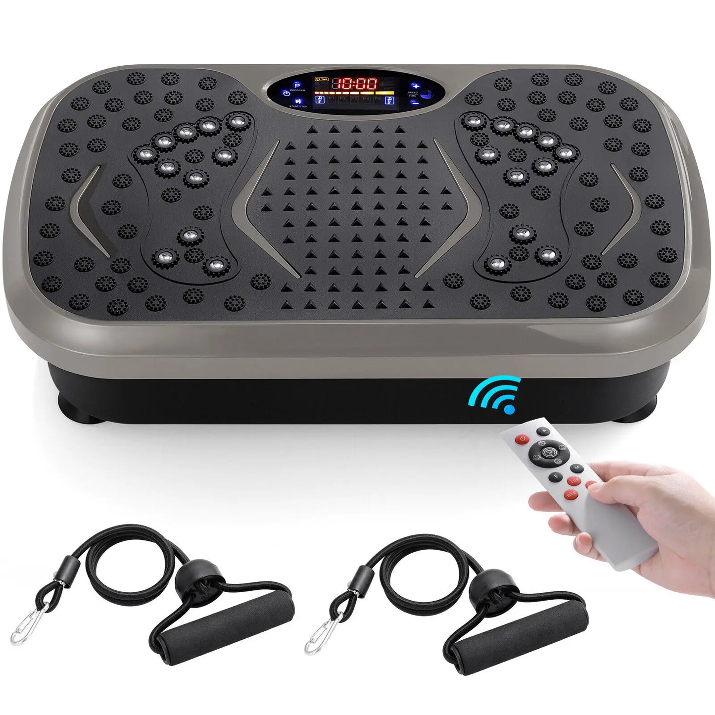Vibration Plate Exercise Machine – Whole Body Fitness Platform with Loop Bands for Home Workout