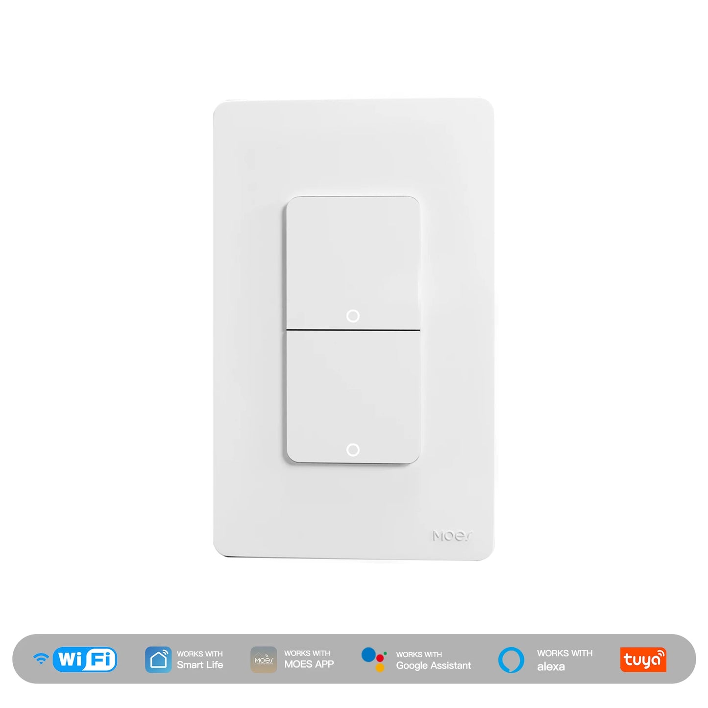 MOES Tuya Wi-Fi Smart Light Switch – US Single Pole Push Button Wall Switch, Alexa & Google Home Compatible, Neutral Wire Required