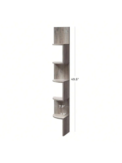 VASAGLE 5-Tier Corner Wall Shelf – Floating Bookshelf & Plant Display for Bedroom, Living Room, Bathroom, Home Office