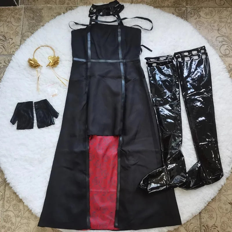 Yor Forger Cosplay Costume Full Set – Headband, Wig, Earrings, Elastic Thigh Stockings & Dress for Comic Con