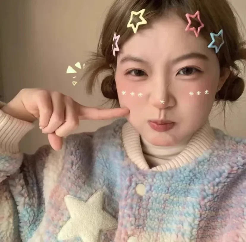 10/50PCS Colorful Kawaii Star Barrettes – Y2K Sweet Girls Metal Snap Hairclips & Hair Jewelry Gifts