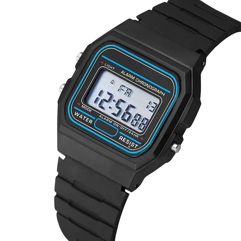 Men's Sport LED Digital Watch - Small Square Dial with Silicone Band, Casual Electronic Wristwatch