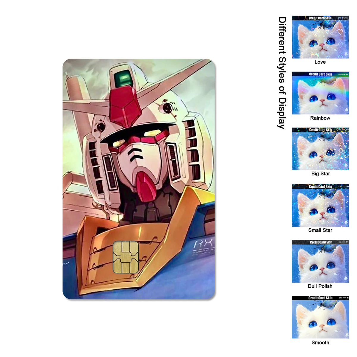 Gundam RX-78-2 & ZGMF-X19A Card Stickers - 2.5D HD Matte Waterproof PVC Skins for Credit and Debit Cards