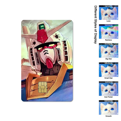 Gundam RX-78-2 & ZGMF-X19A Card Stickers - 2.5D HD Matte Waterproof PVC Skins for Credit and Debit Cards