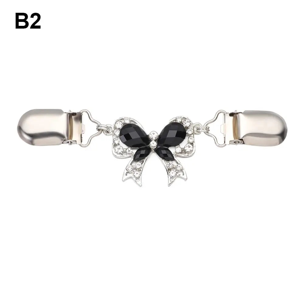 Retro Rhinestone Sweater Shawl Clasp - Antique Flower Duck Mouth Clothing Pin For Cardigans And Shirts