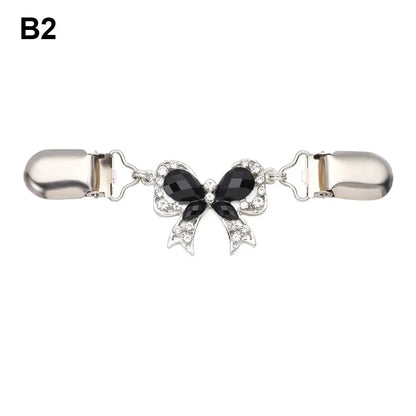 Retro Rhinestone Sweater Shawl Clasp - Antique Flower Duck Mouth Clothing Pin For Cardigans And Shirts