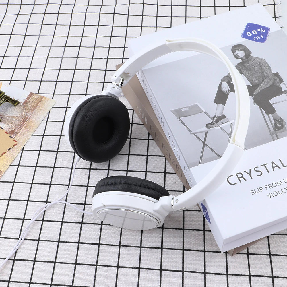 3.5mm & Type-C Wired Headphones - Foldable Stereo Headset with Bass & Noise Cancellation