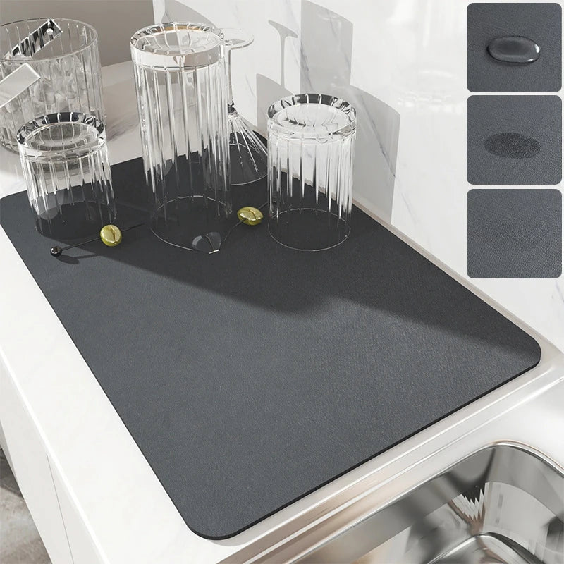 Absorbent Coffee Mats | Solid Color Tableware, Dish Drying Pad, Bottle Placemat & Kitchen Floor Rug